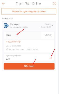 HƯỚNG DẪN NẠP TIỀN THOMO888 thanh toan on2