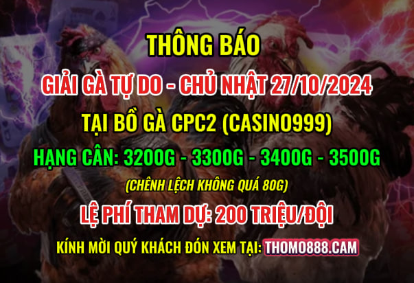 Giải Gà Tự Do CPC2 Ngày 27/10/2024